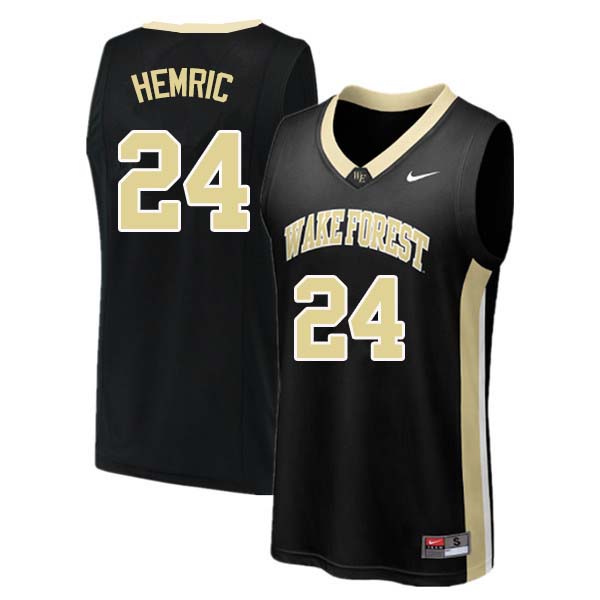 Men #24 Dickie Hemric Wake Forest Demon Deacons College Basketball Jerseys Sale-Black